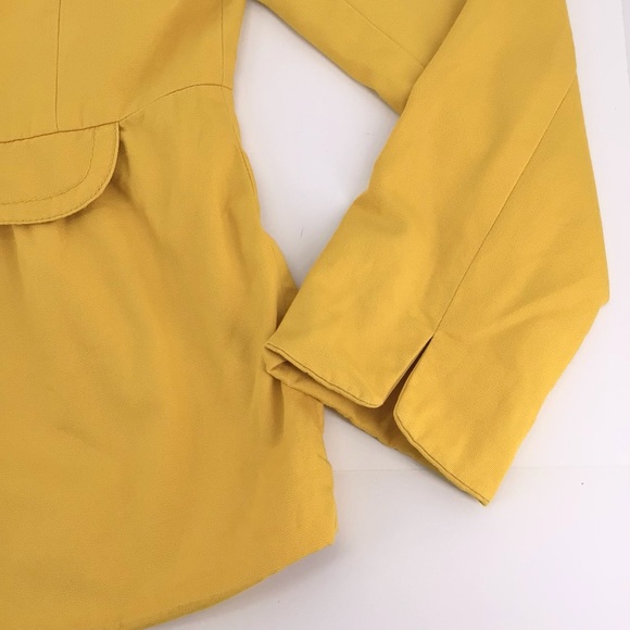J Crew Yellow Peplum Ruffle Faux Front Pockets Long Sleeve Jacket - Picture 4 of 13
